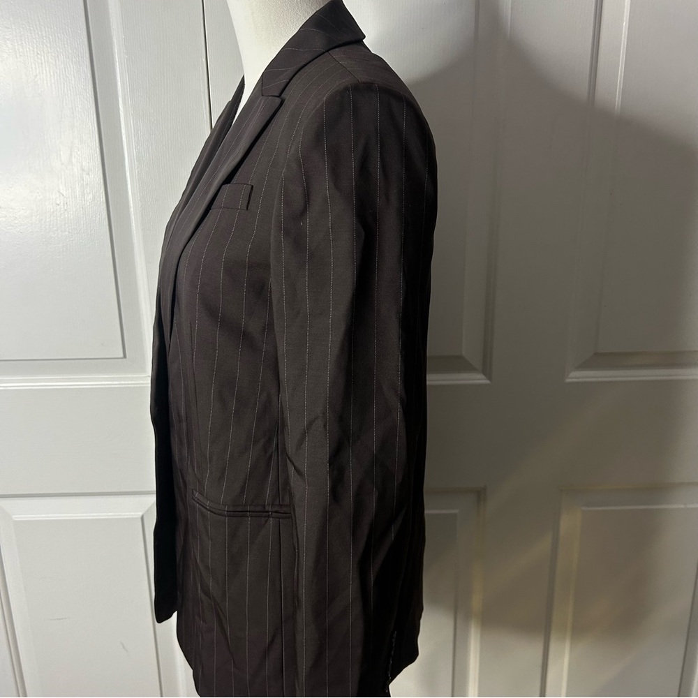 J.Crew Collection classic blazer in brown pinstripe wool blend (size 2) - Picture 3 of 7